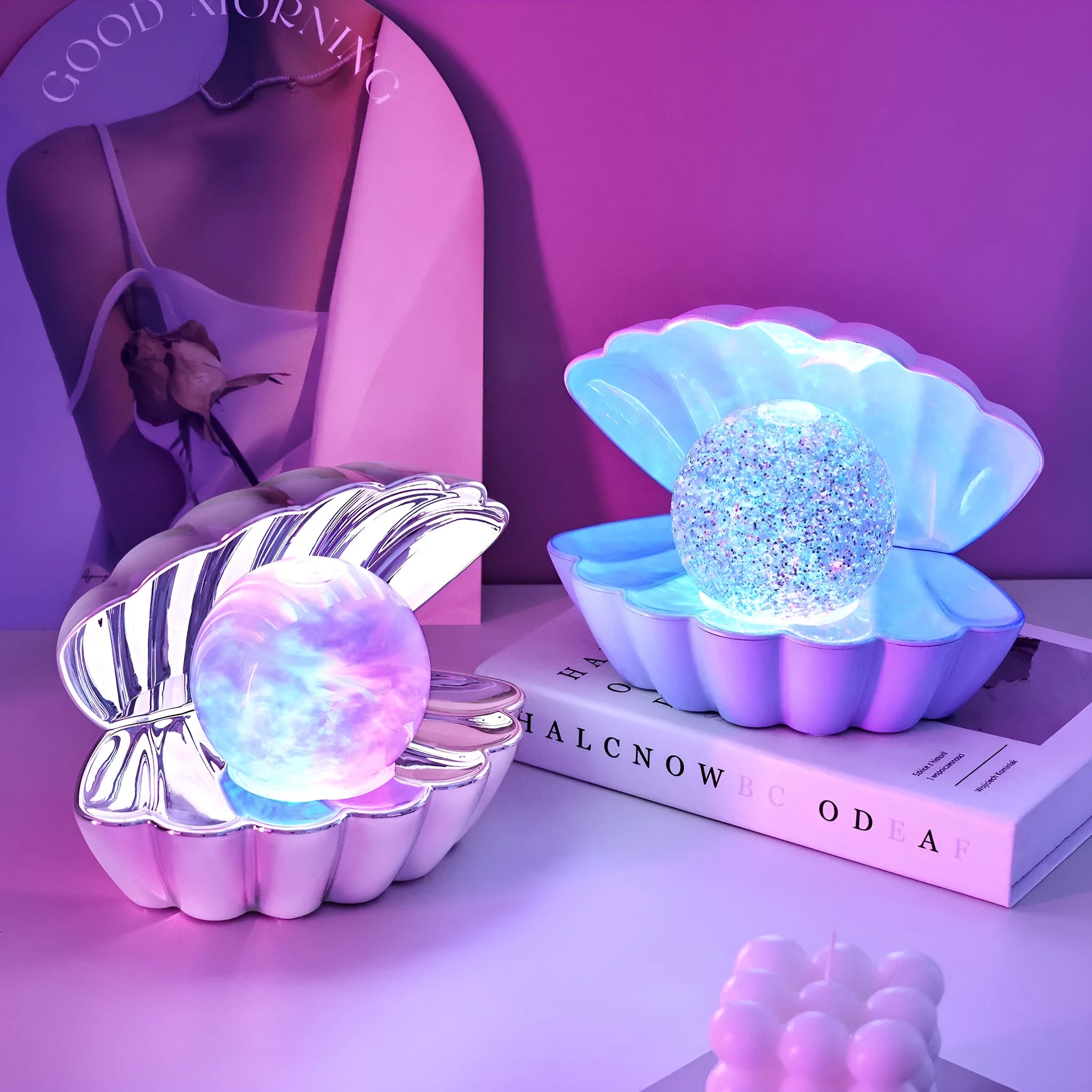 Shell-shaped neon night lamp in 15cm size for bedroom decoration with battery power