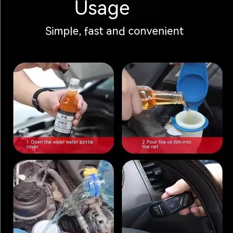 Car glass oil film remover cleaner in 150ml blue and yellow spray bottles