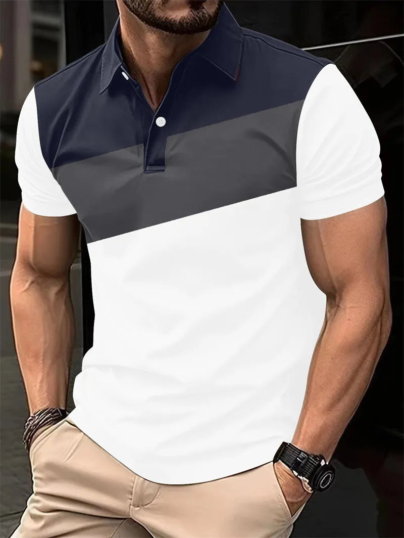Men's 3D digital printed short sleeve t-shirt in pearl cotton fabric showing colour-matched pattern
