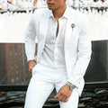Men's white slim fit two-piece wedding suit set with extended sizing options up to 5XL