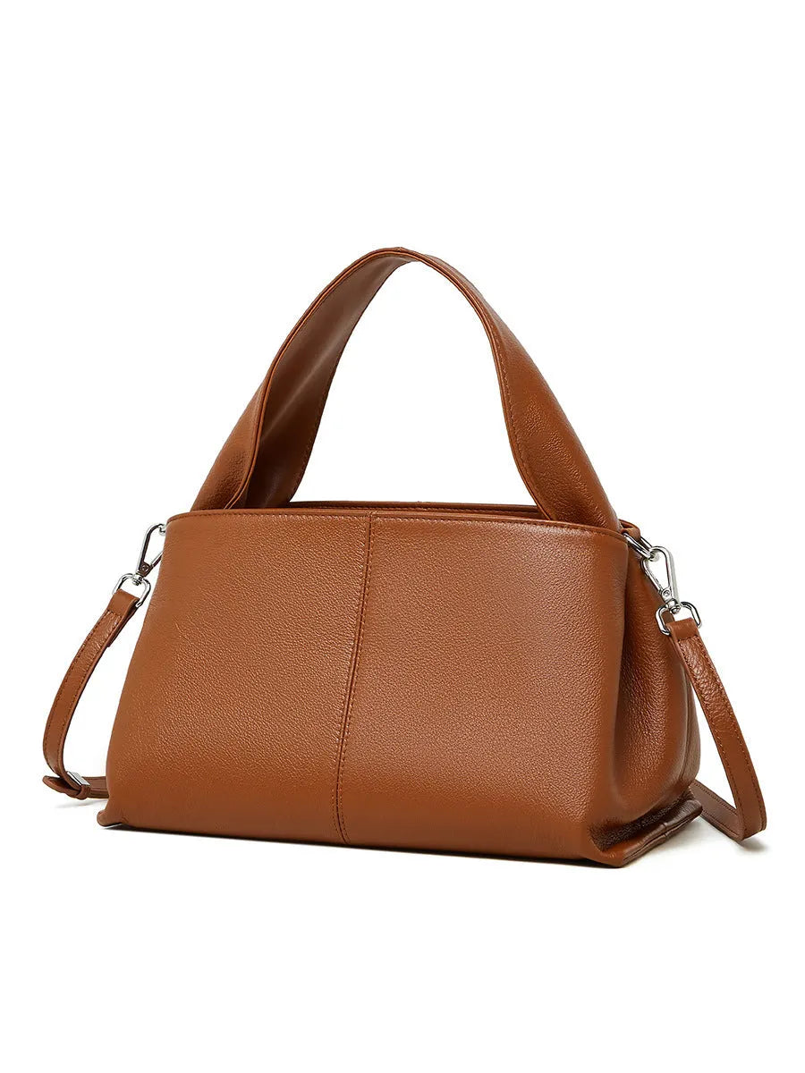 Women's retro texture cowhide messenger bag in horizontal square shape with shoulder strap