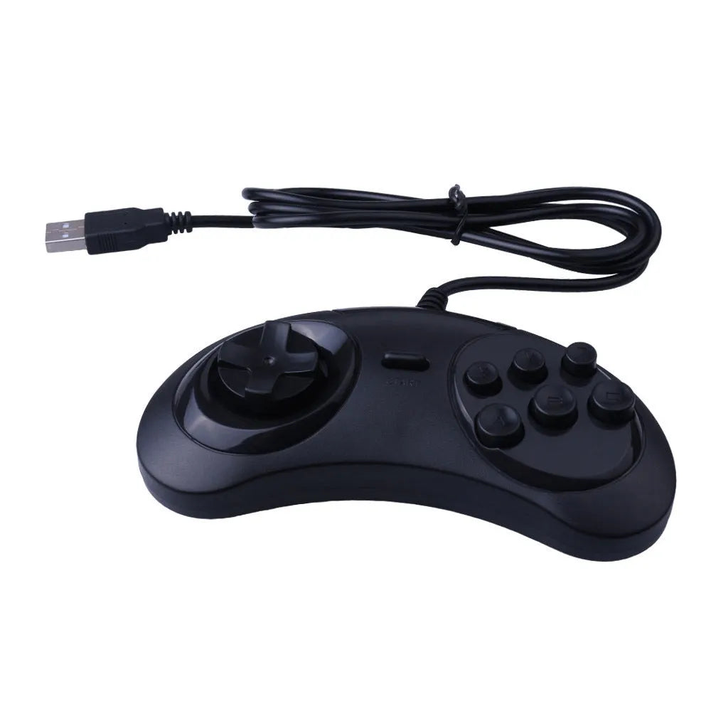 Black Sega USB PC game controller with 1.8 metre copper wire for Windows computers