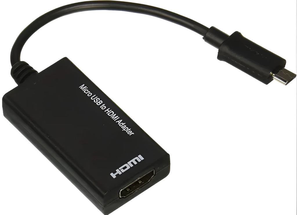 Black DisplayPort to HDMI adapter with 12cm cable and micro USB connector for smartphone TV projector connection