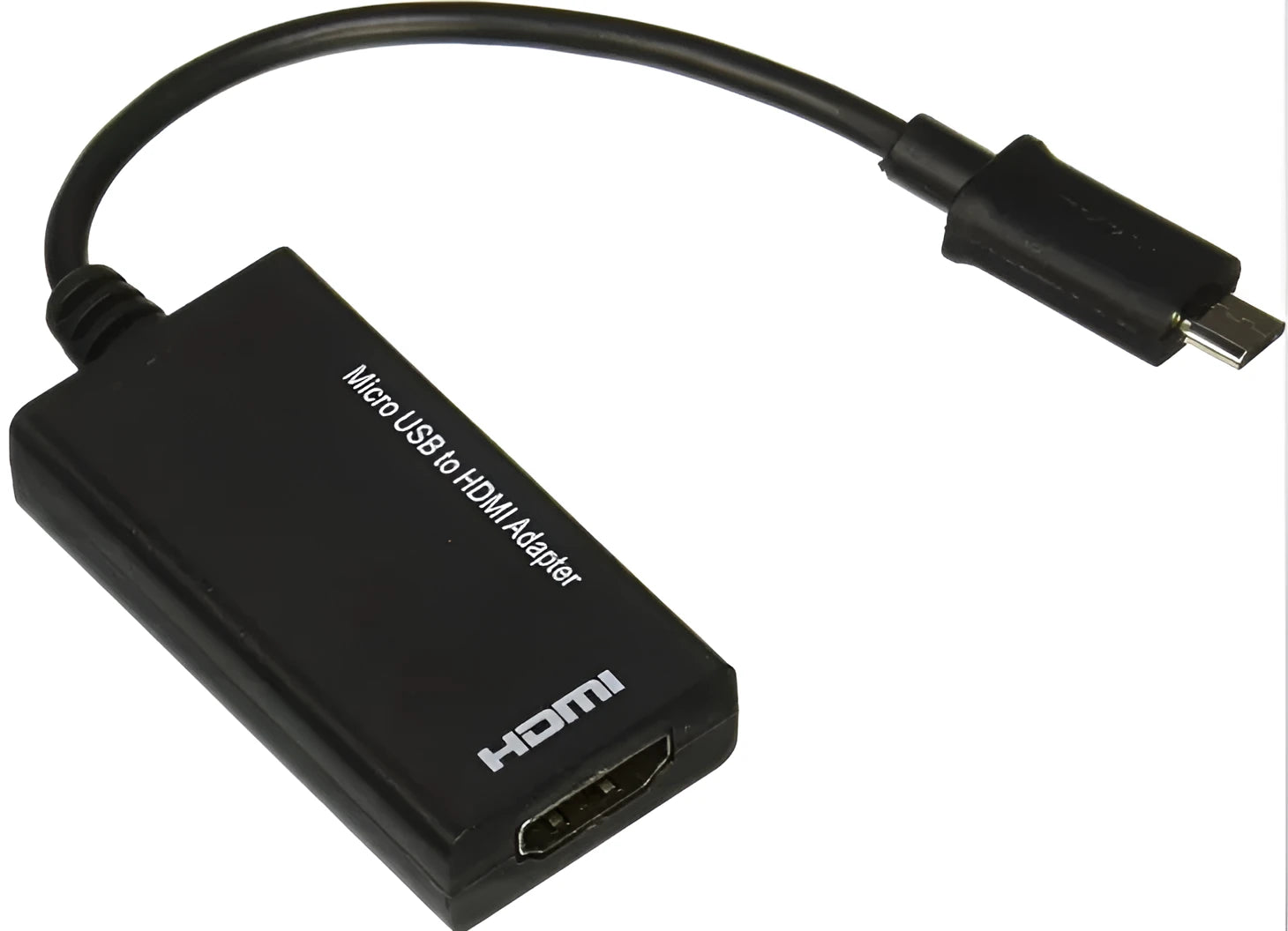 Black DisplayPort to HDMI adapter with 12cm cable and micro USB connector for smartphone TV projector connection