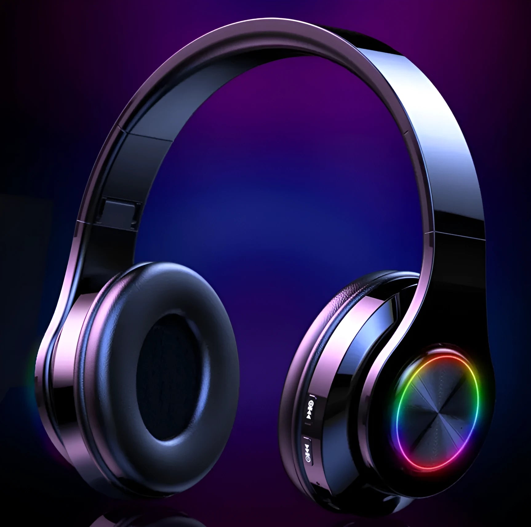 T6 model wireless Bluetooth headset shown from the side, featuring a headband and earcup design.