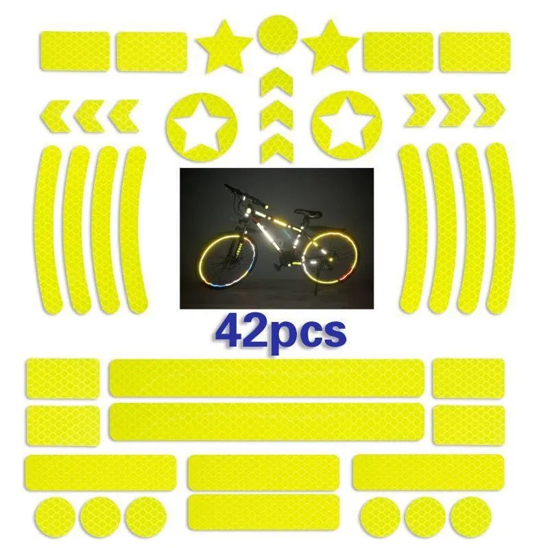 Bicycle reflective warning tape with geometric grid pattern in blue, yellow, red and white colours