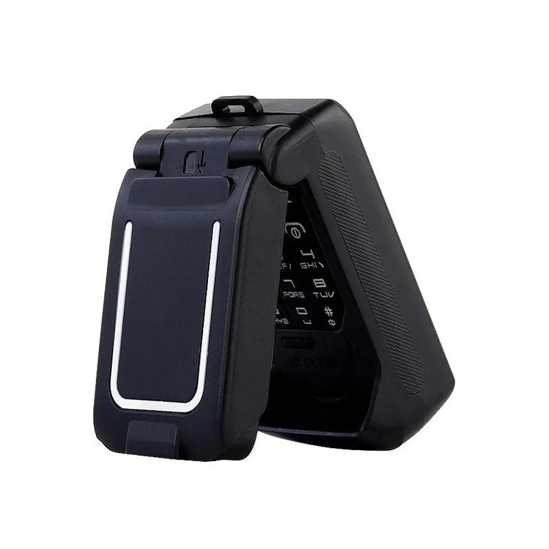 Mini flip phone in six colours with flip cover open showing small screen