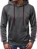 Men's loose fit chemical fiber hoodie jumper with fashion line splicing in black