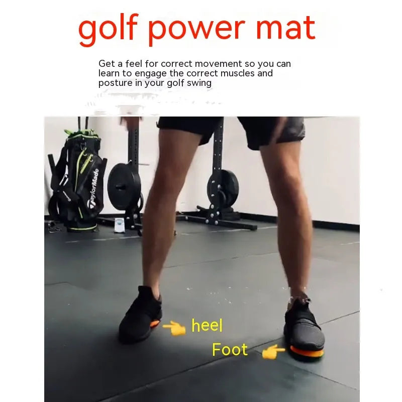 Orange golf strength training mat for centre of gravity practice with natural rubber base