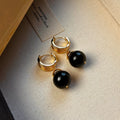 Geometric tigereye earrings with real gold plating in French retro style
