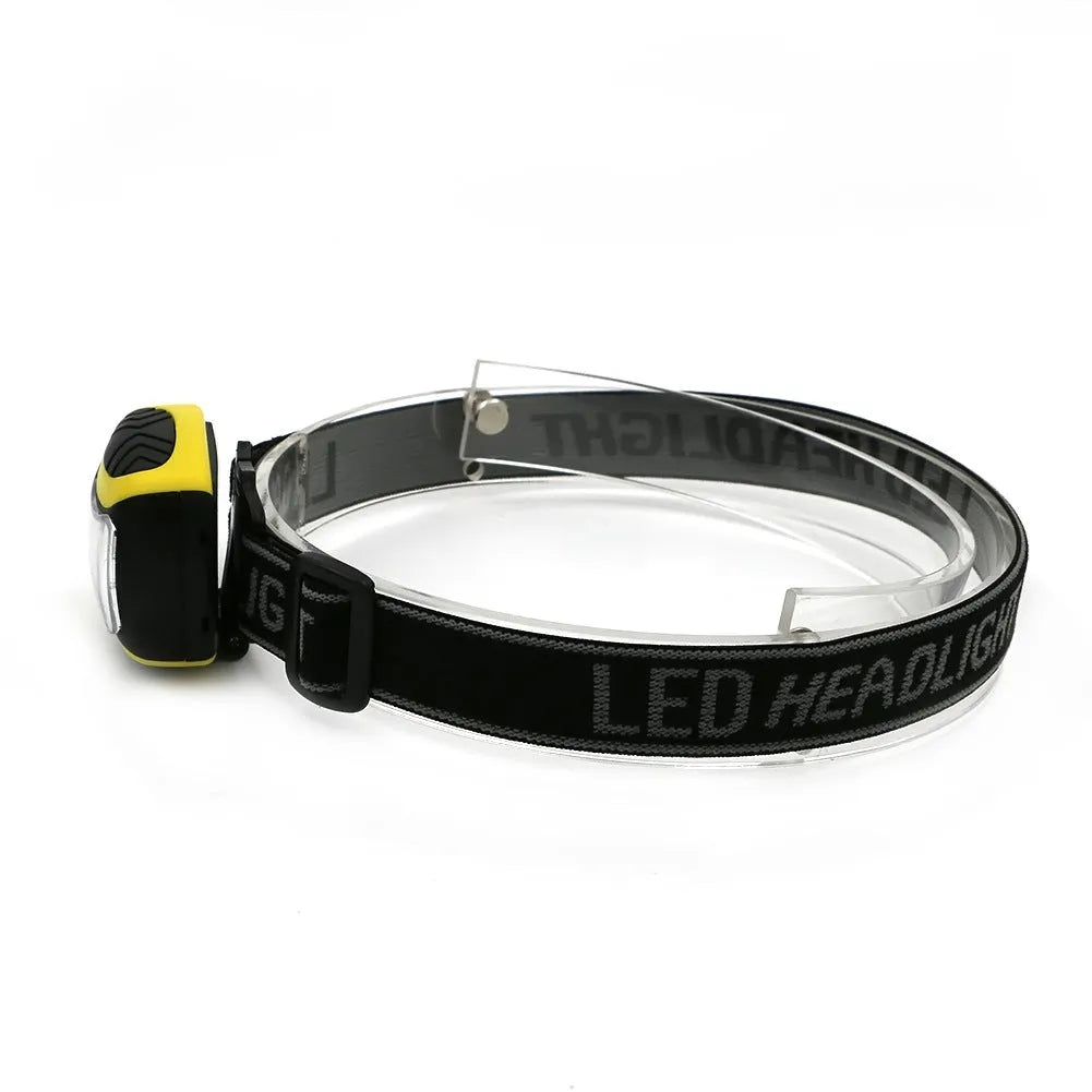 Yellow plastic three-speed COB headlamp for outdoor night riding and mountaineering.