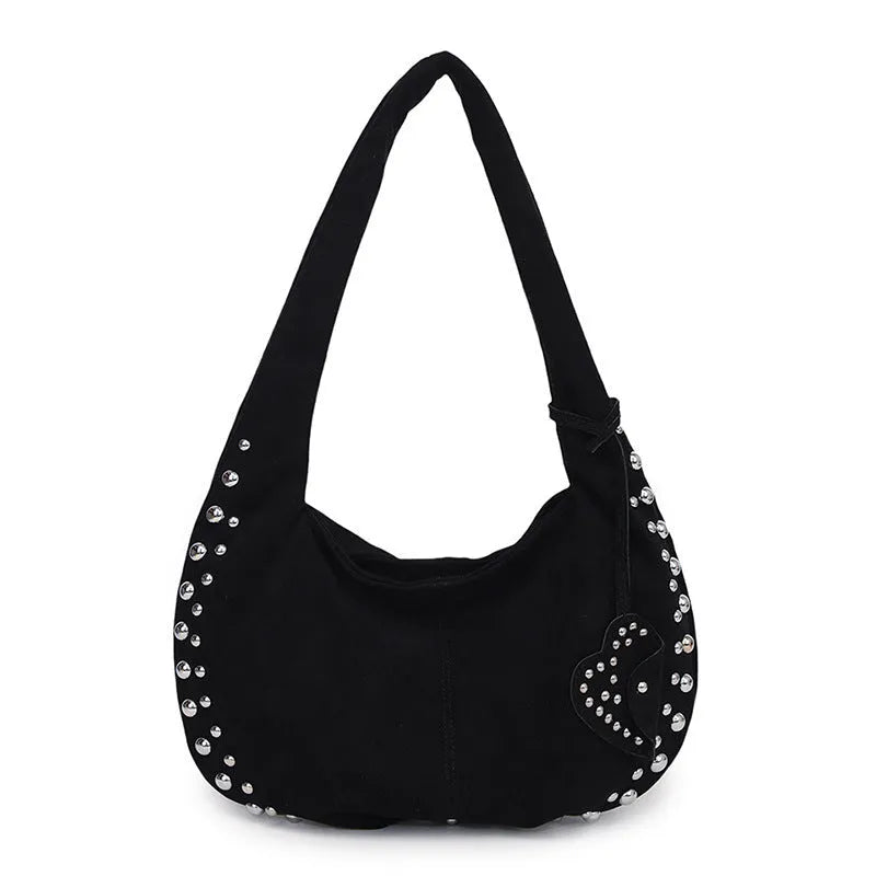 Soft plush underarm tote handbag in European American retro style available in five colours