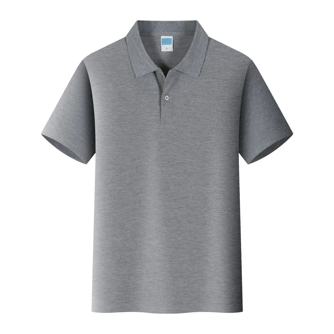 Short sleeved cotton work shirt pullover for embroidery, shown in multiple colours on a size chart.