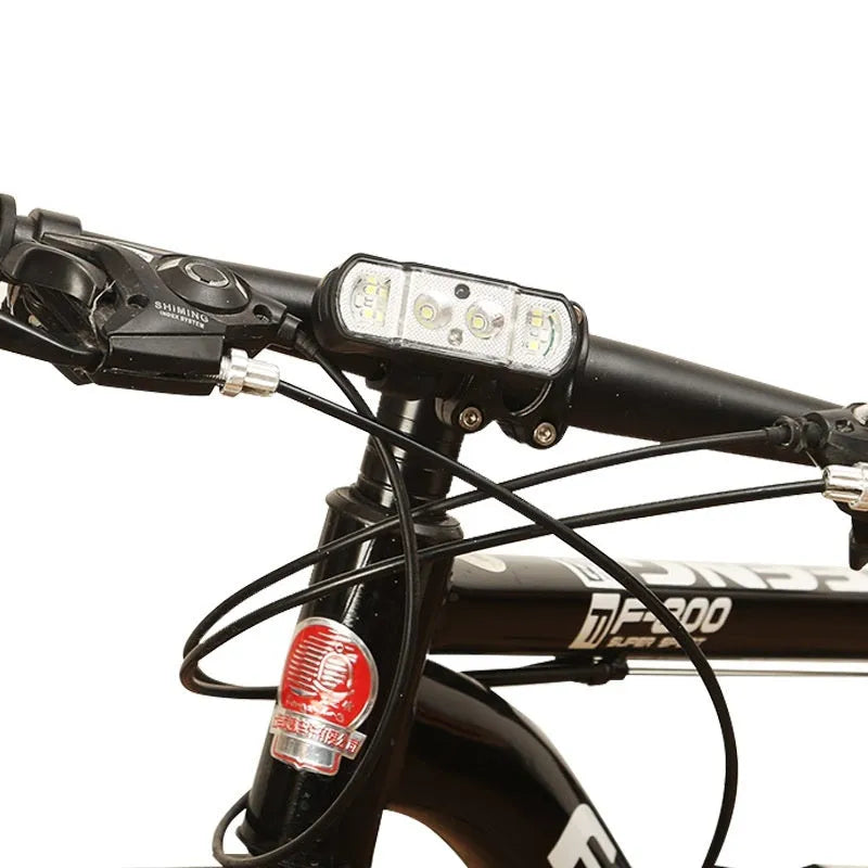 Black rechargeable bicycle headlight with 350 lumen LED output and ABS plastic housing