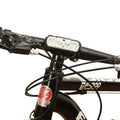 Black rechargeable bicycle headlight with 350 lumen LED output and ABS plastic housing
