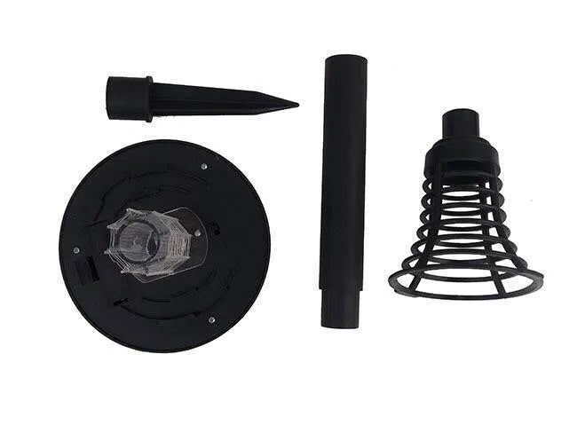 Black solar-powered insect-killing lawn lamp with white and UV purple LEDs, standing 42cm tall.