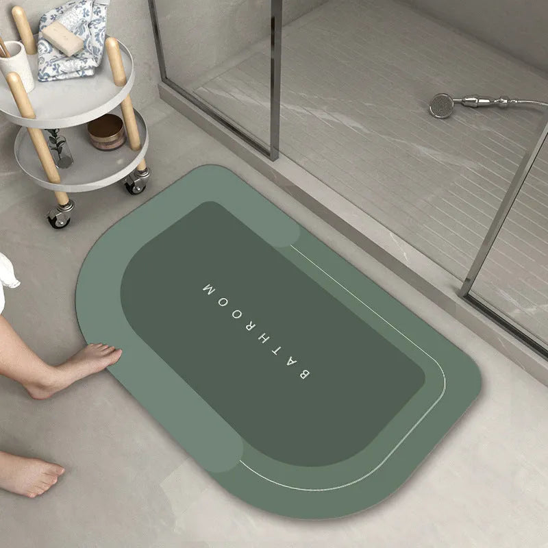 Cushioned bathroom floor mat in blue colour with rectangular shape