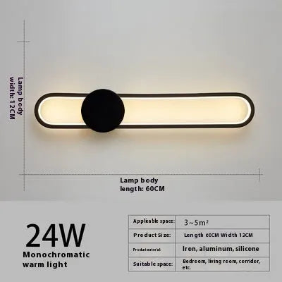Modern minimalist iron wall lamp with 60cm diameter and warm LED light