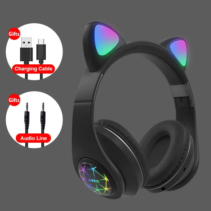 Wireless Bluetooth sports headphones with cat ear design in six colour options