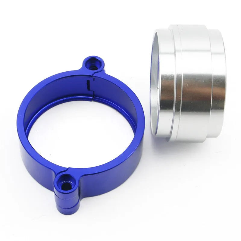 Aluminium car exhaust clamp in black, blue or red for 2" to 4" downspouts