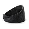 Black adjustable self-heating neck guard with magnetic therapy for pain relief.