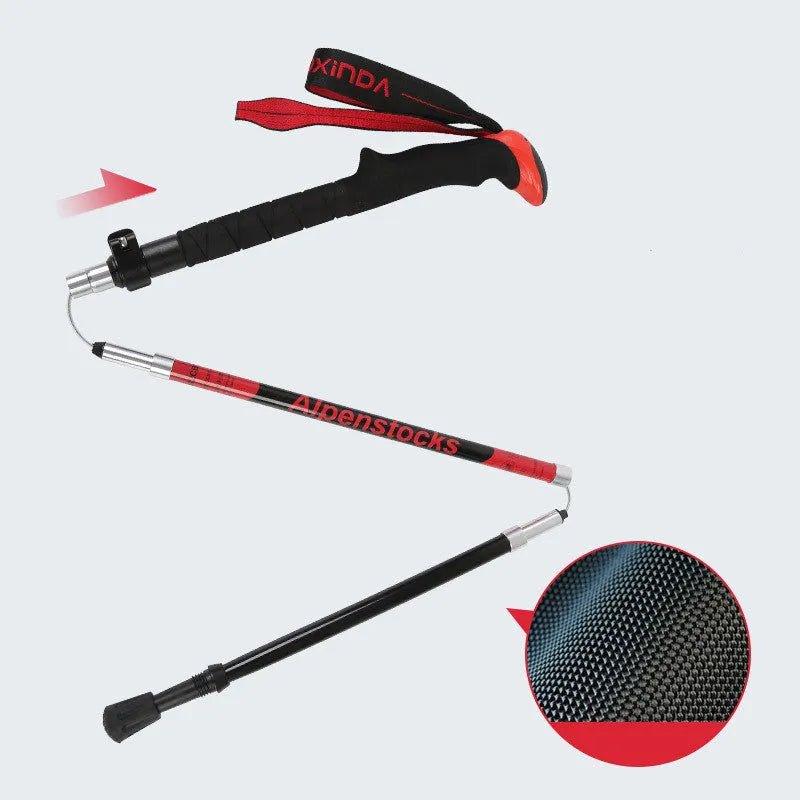 XINDA ultralight carbon fibre trekking poles with EVA handle and tungsten steel tip on a hiking trail