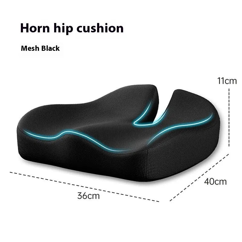 Memory foam office seat cushion measuring 36x40x11cm with solid-colour polyester cover