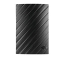 Black plastic digital television antenna with mounting accessories on white background