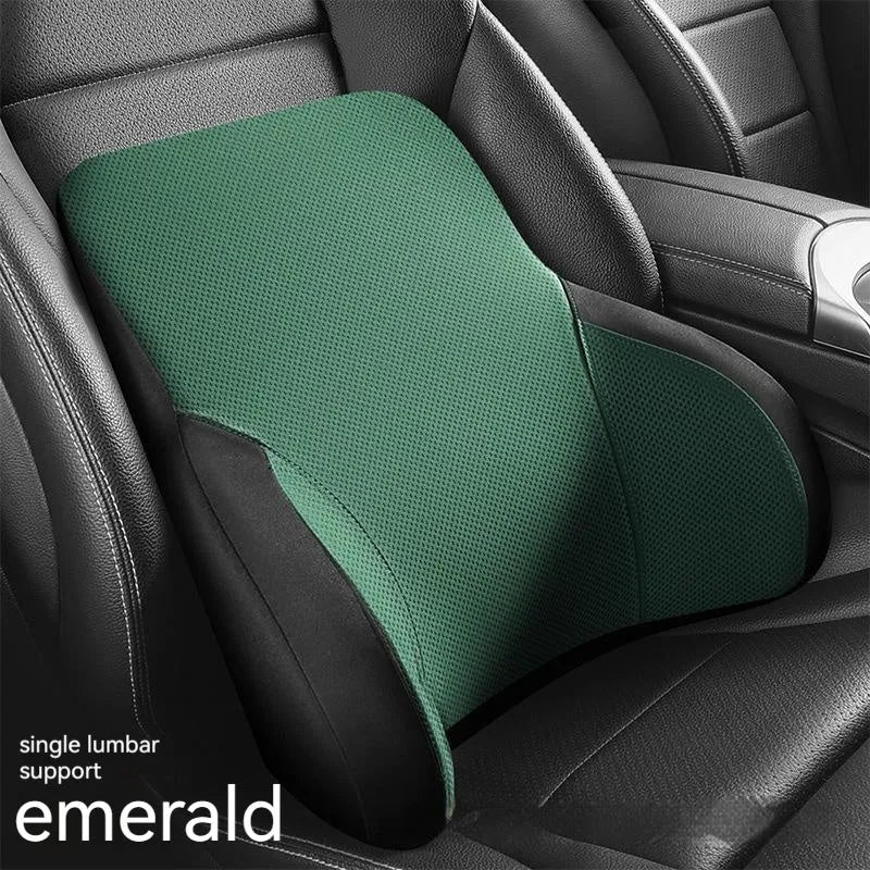 Memory foam car lumbar support and headrest pillow set in knitted fabric with six colour options