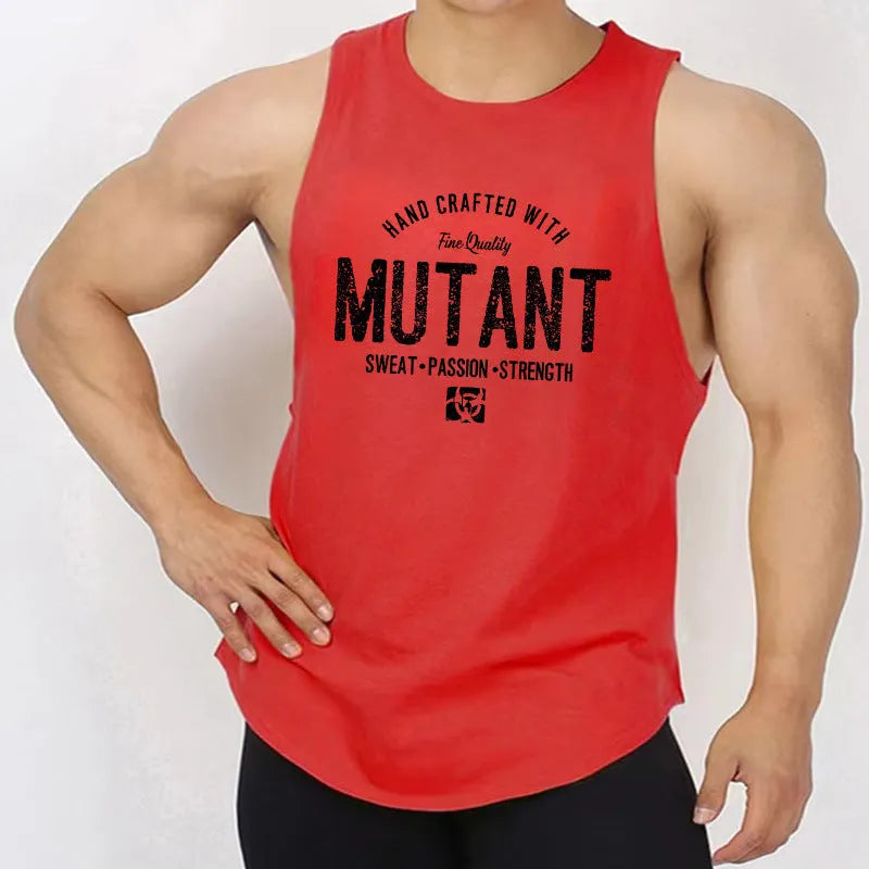 Men's loose training sleeveless shirt vest in multiple colour options including dark blue with yellow mark and red semicircle designs