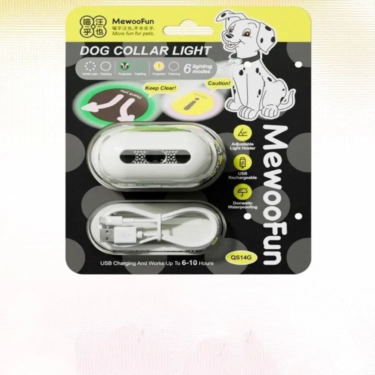 Pet luminous collar with hanging lamp ring in four colour options showing printed pattern designs