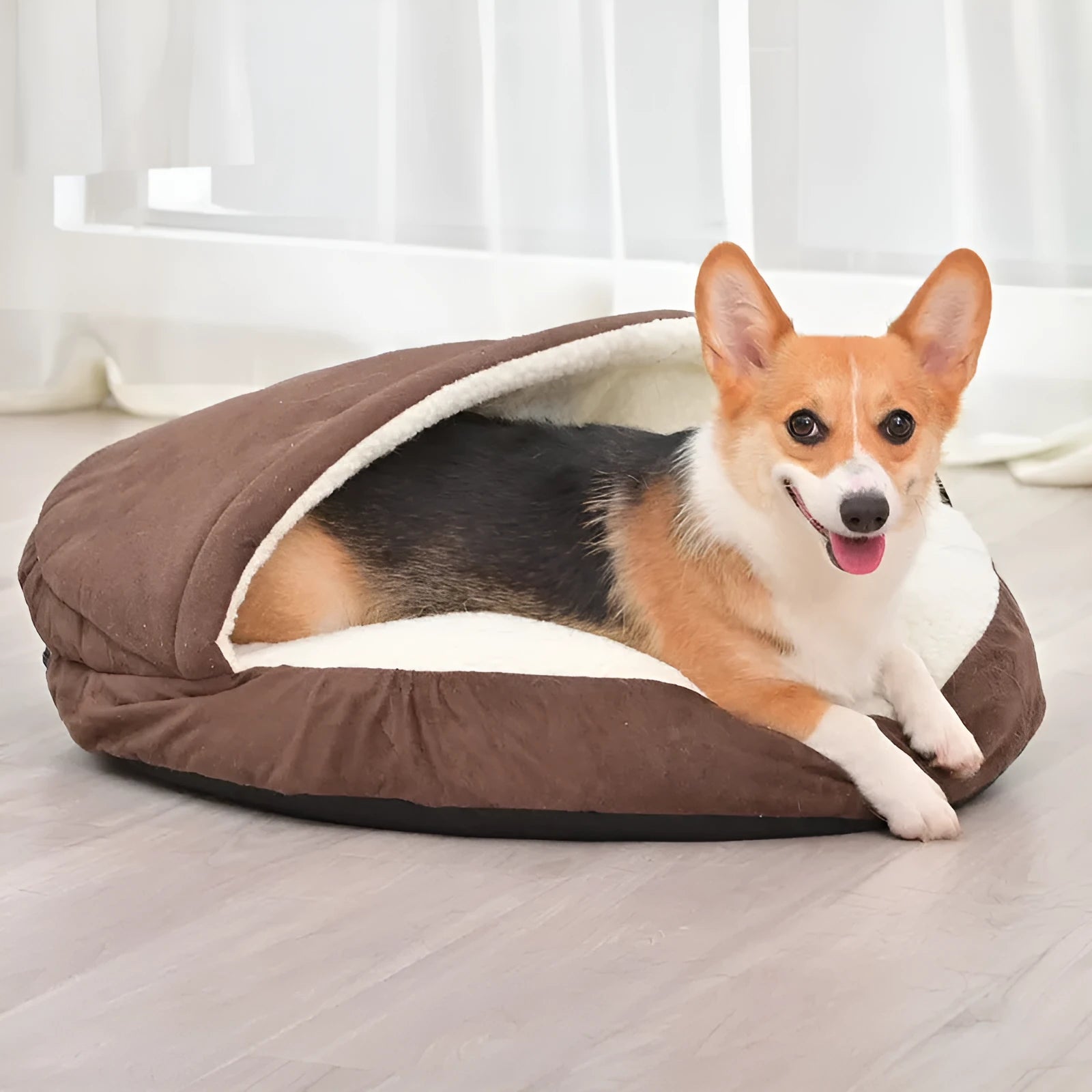 Removable washable cloth dog kennel in brown colour