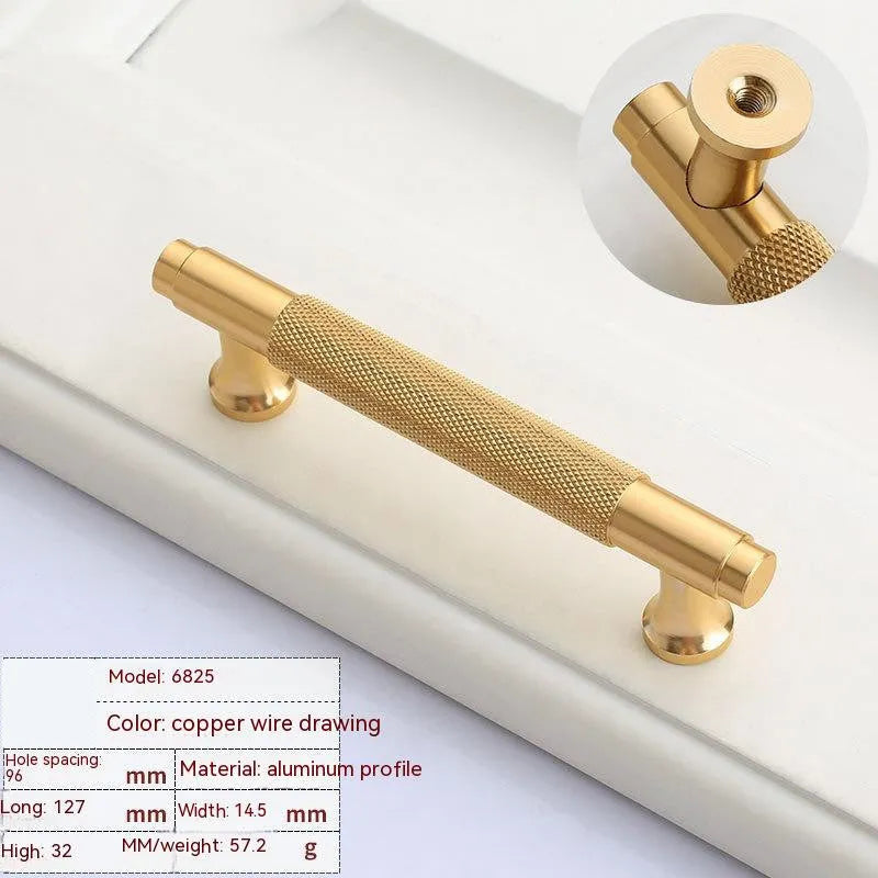 Brushed brass aluminium alloy drawer handle with European style for cabinets and wardrobes