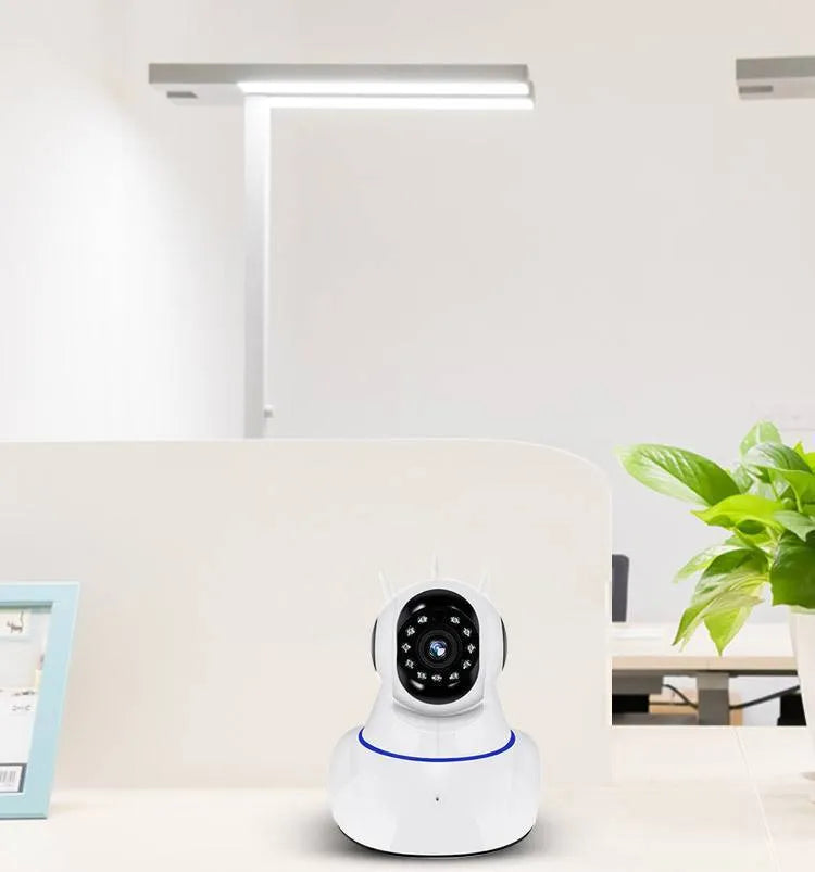 White wireless dome security camera with HD night vision and 3.6mm lens for indoor outdoor use