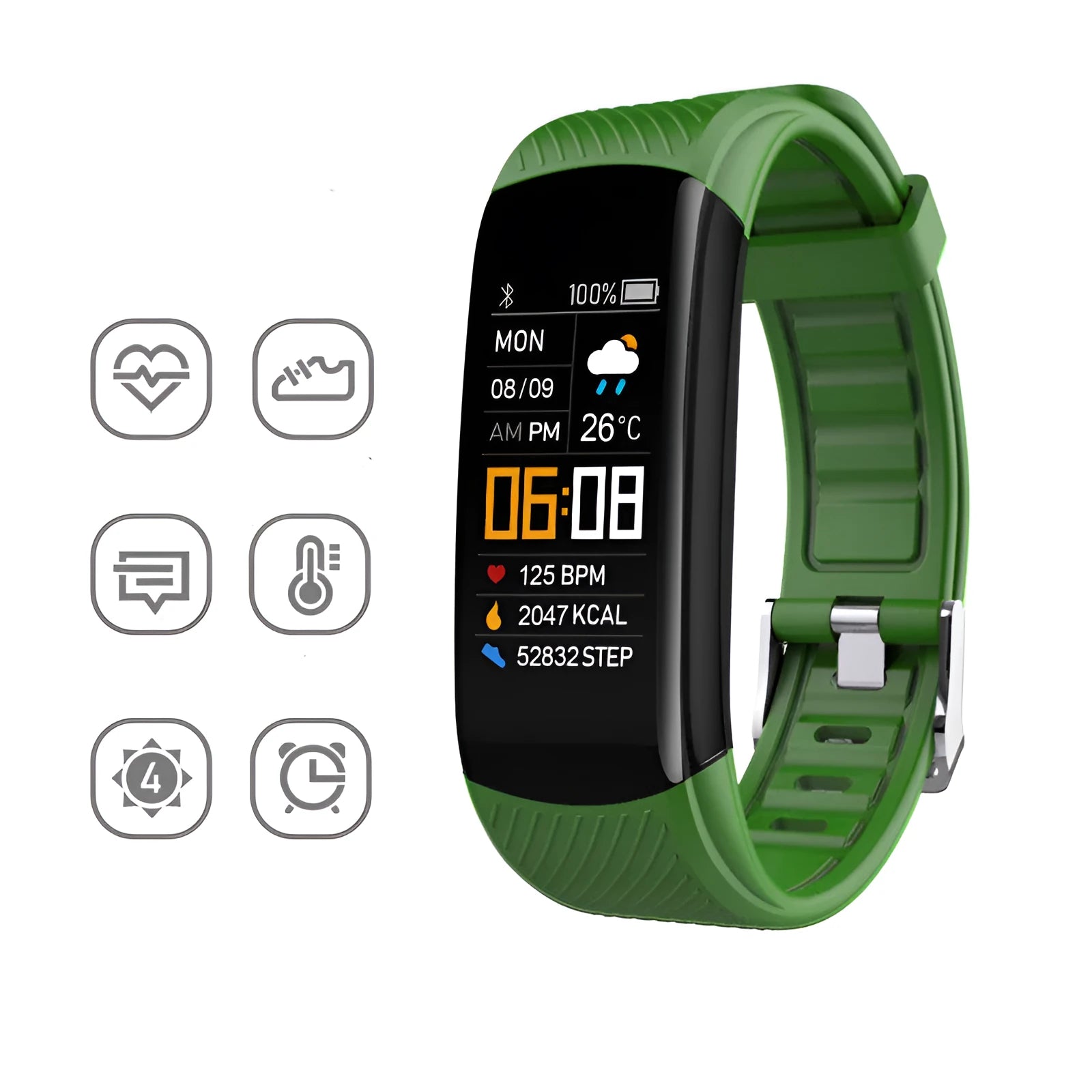 C5S model smart fitness bracelet with colour screen on a flexible TPU wrist strap