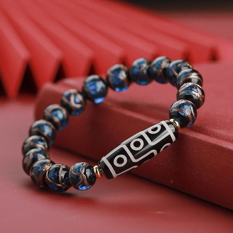 Chinese style five-colour bracelet with snake lucky beads and coloured glaze in traditional design