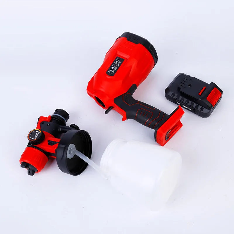 Blue cordless paint spray gun with 800ml can and 1.8mm nozzle for DIY painting
