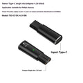 Black aluminium alloy USB-C to DC charging adapter for electric shavers with 4.3V output.