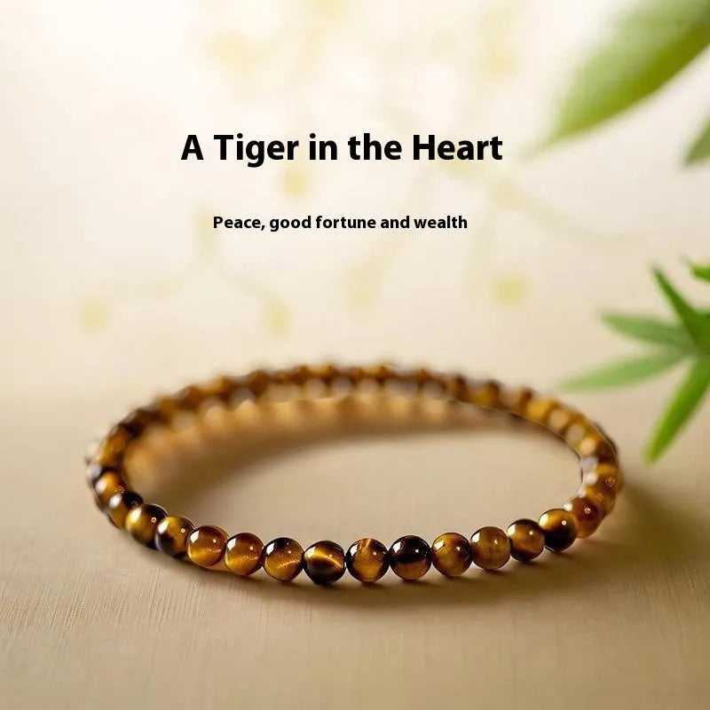 Handmade Tigereye New Chinese style geometric bracelet with round beads