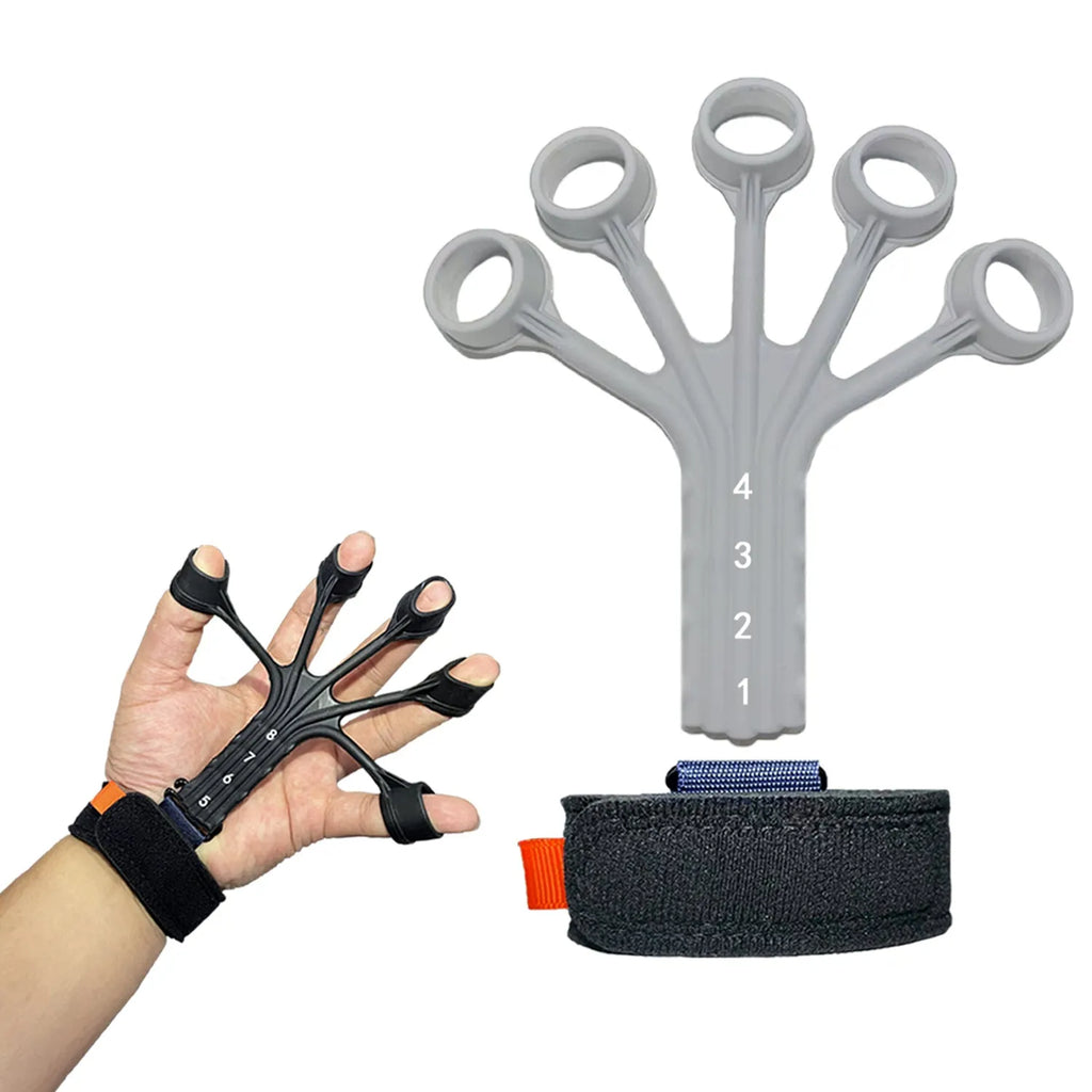 Silicone finger flexion and extension trainer with adjusting belt for adult rehabilitation