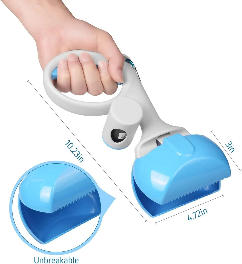 ABS plastic pet pooper scooper with integrated trash bag holder and hanging hook