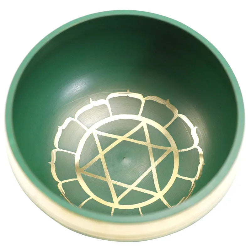 Handmade colourful Himalayan singing bowl meditation instrument with mallet