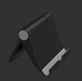 Black PE folding phone and tablet stand shown at an angle on a white background.
