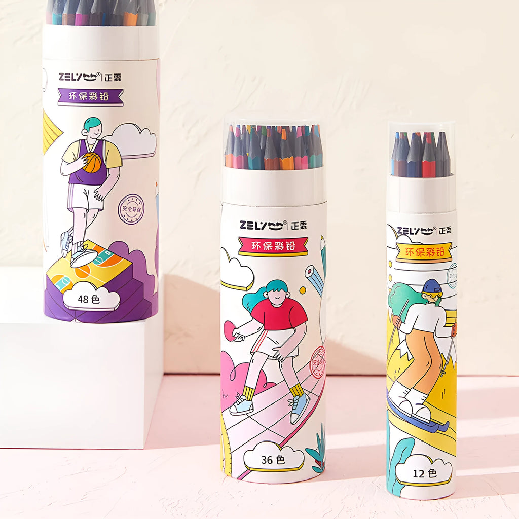 Zhenglin Sports Series colour pencils in paper barrel with multiple colour refill options