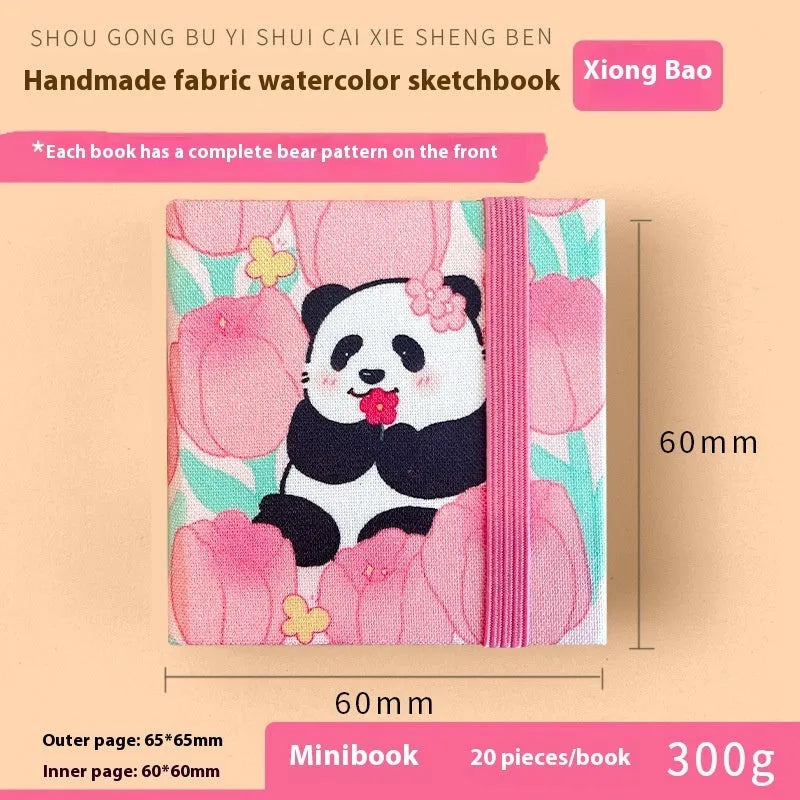 Feiluniao handmade fabric watercolour notebook with artistic cover design, 185mm length for portable sketching