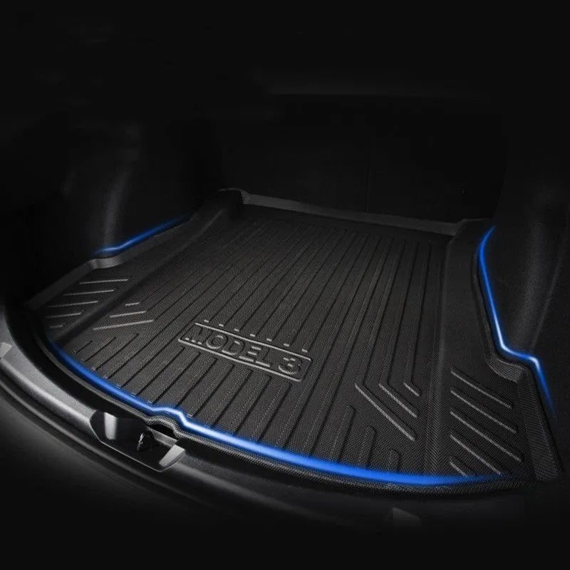 Tesla rubber floor mats with TPE footrest for Model 3, Y, S, and X vehicles
