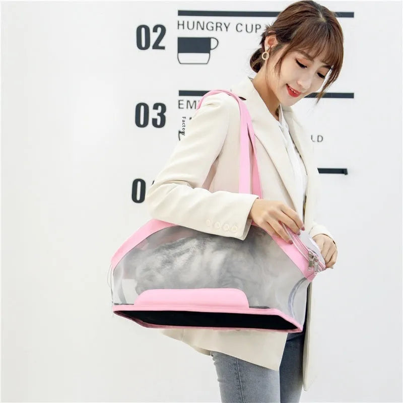 Leather pet carry bag in solid colour with 25-litre capacity for cat transport