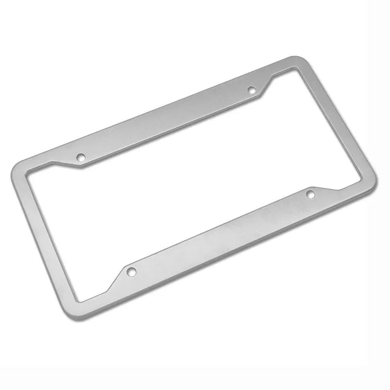 Aluminium alloy license plate frame in black, grey, silver, and steel finishes