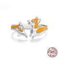 Silver cartoon corgi dog ring for women with SCR1014-E electroplated colour finish