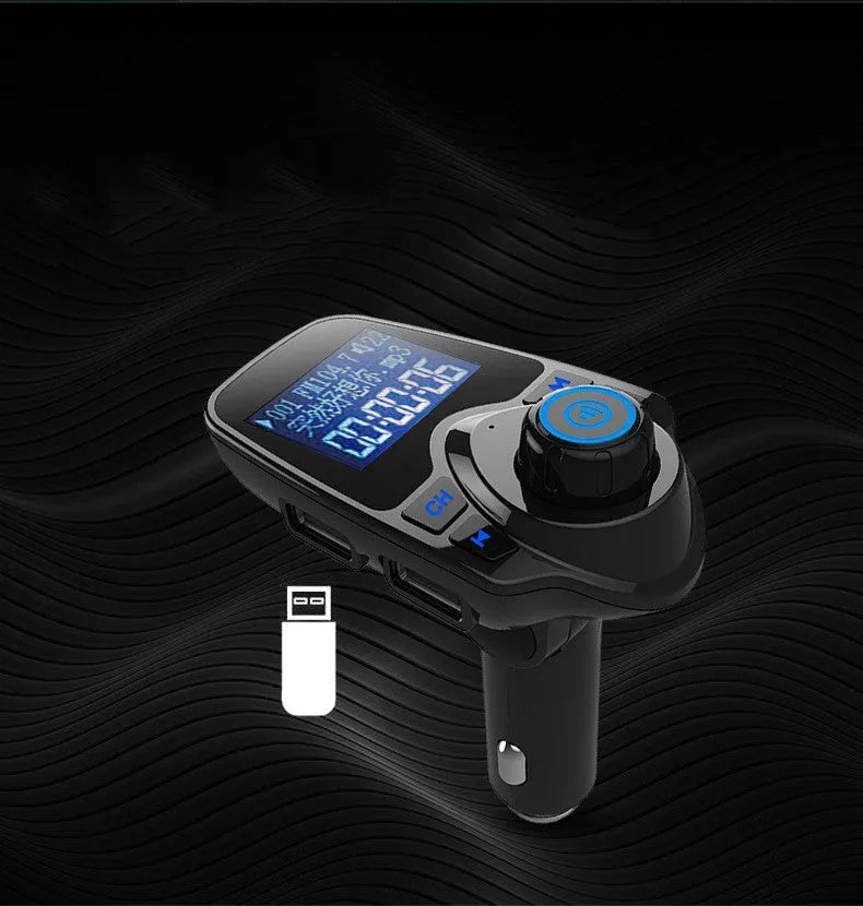 Black G7 Bluetooth car FM transmitter device for hands-free calling and wireless music streaming